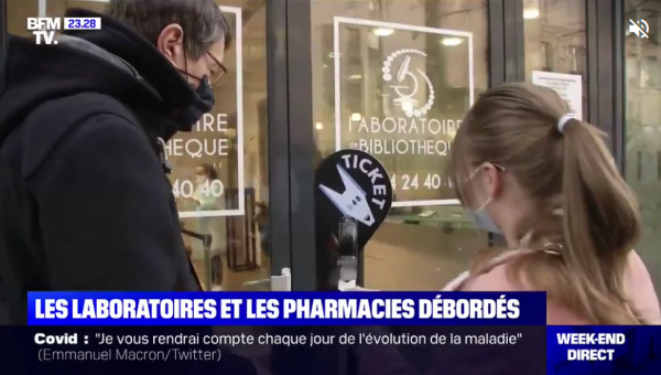 Tests Covid : reportage BFMTV au Laboratoire de la Bibliothèque