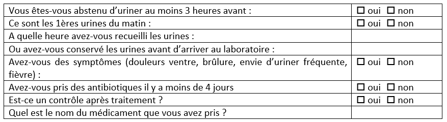 1er jet urinaire - Laboratoire de la Bibliothèque à Paris 75013